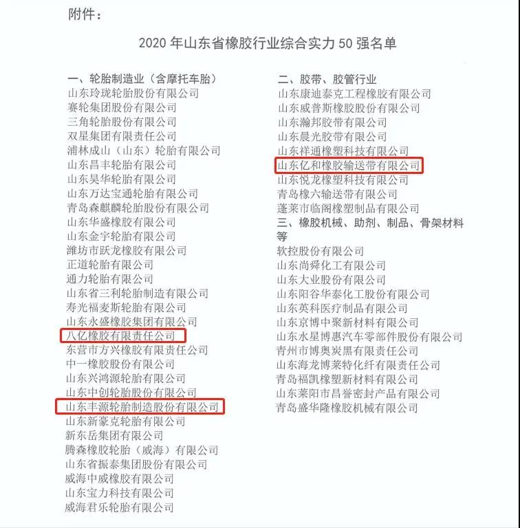 【好消息】公司再次入围江西省橡胶行业综合实力50强企业名单